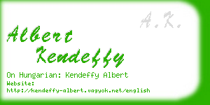 albert kendeffy business card